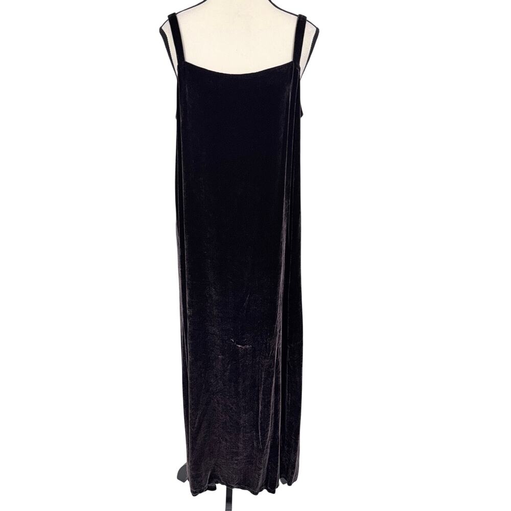 Eileen Fisher Dark Brown Velvet Maxi Slip Dress Quiet Luxury Minimalist Size L - Picture 2 of 12